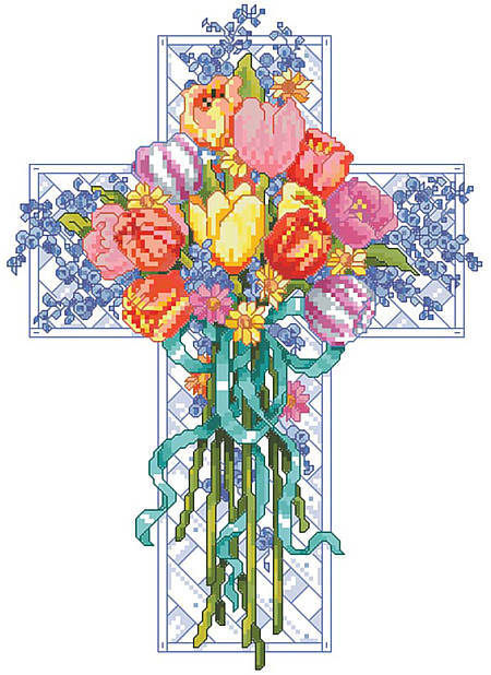 Spring Season Floral Cross - PDF
