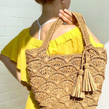 Crochet Raffia Tote Bag Pattern: Beach Shell Bag