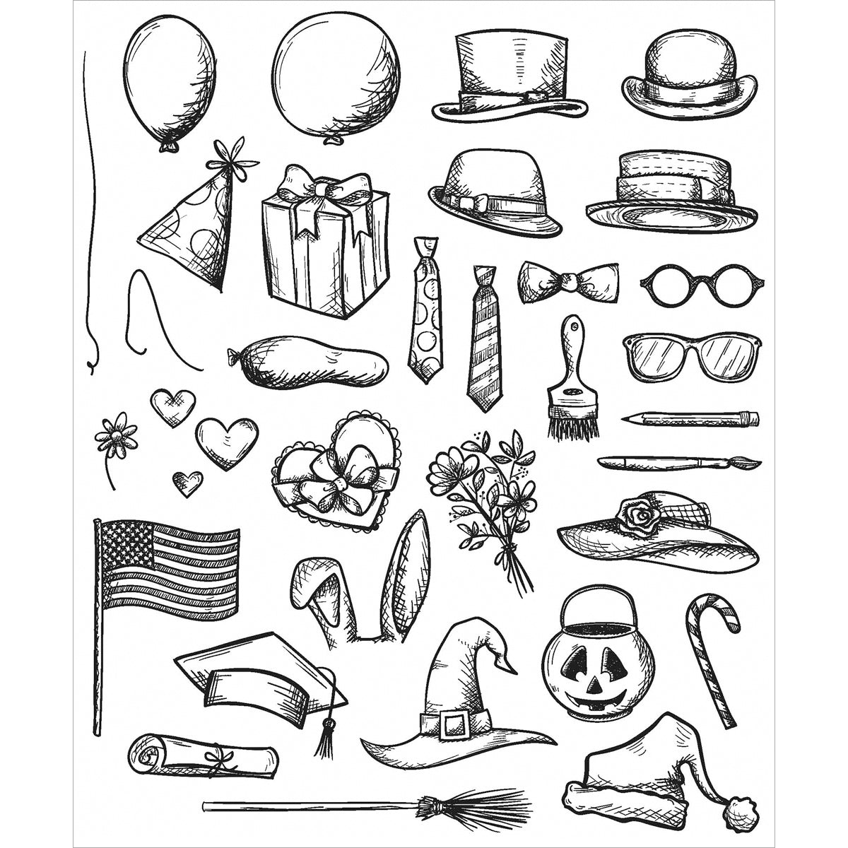 Stampers Anonymous Tim Holtz Cling Stamps 7"X8.5" - Crazy Things