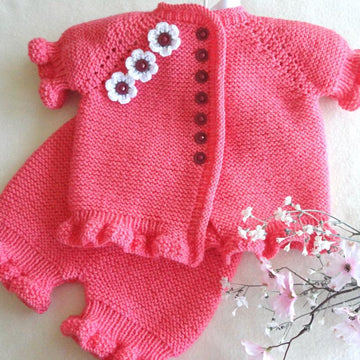 Knitting PATTERN Baby Girl Jacket Baby Bloomers