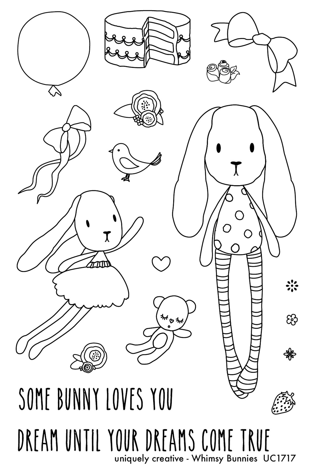 Uniquely Creative 4"X6" Clear Stamps 18/Pkg - Whimsy Bunnies