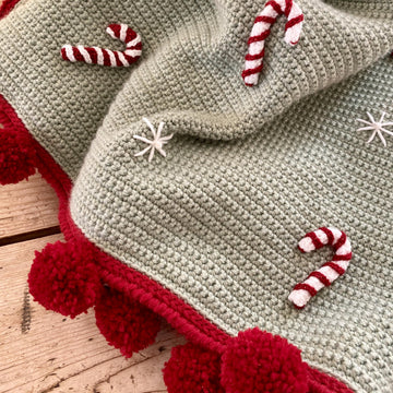 Candy Cane Christmas blanket and matching cushion