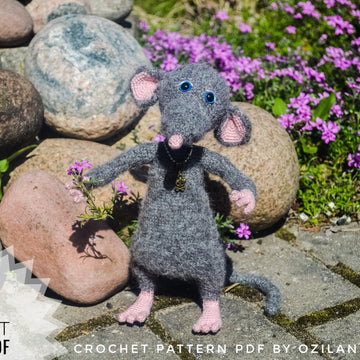 Crochet Pattern Macaroni the rat aninal Amigurumi toy