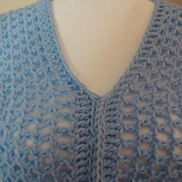 Pastel Blue Crochet Lace Top