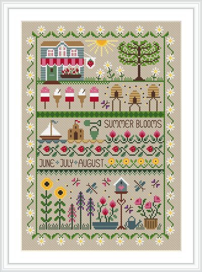 Little Dove Designs Summer Blooms Cross Stitch Kit - 22.22cm x 32.39cm