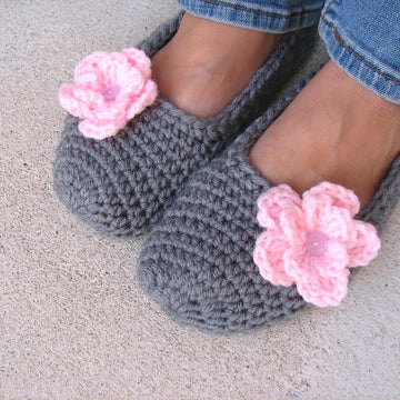 Crochet Slippers with flower