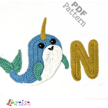 Crochet Animal Alphabet N Narwhal pattern