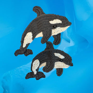 Orca Whale and baby crochet applique pattern