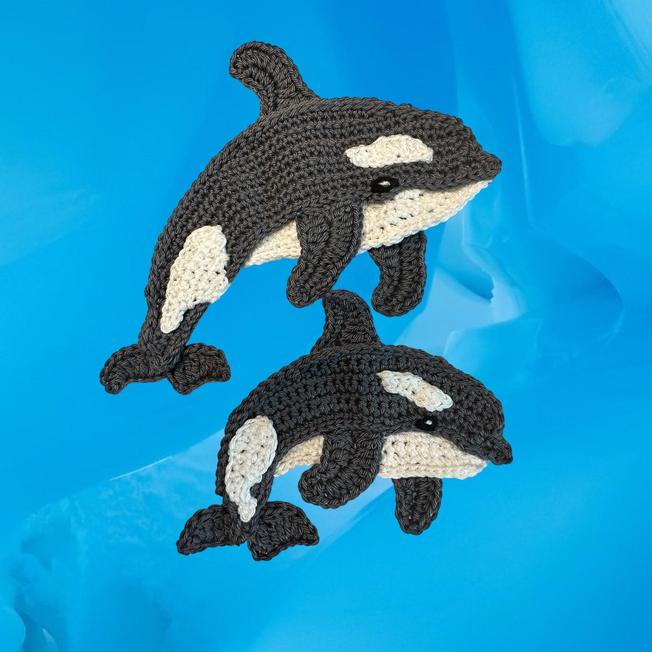 Orca Whale and baby crochet applique pattern