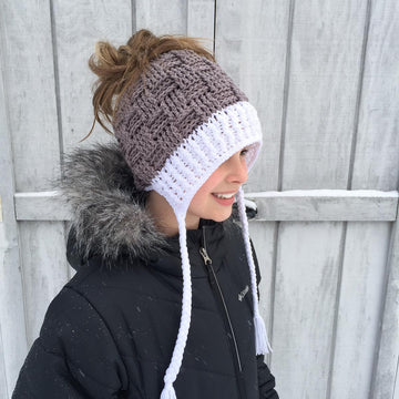 Basket Weave Ponytail or Messy Bun Hat