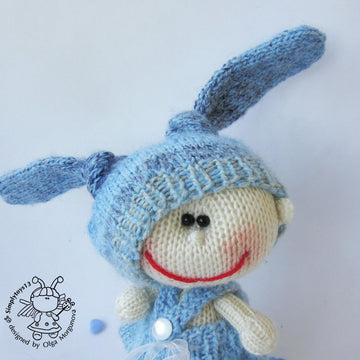 Pebble doll blue Bunny
