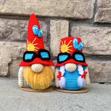 Summer Beach Gnome with fluffy beard/hair