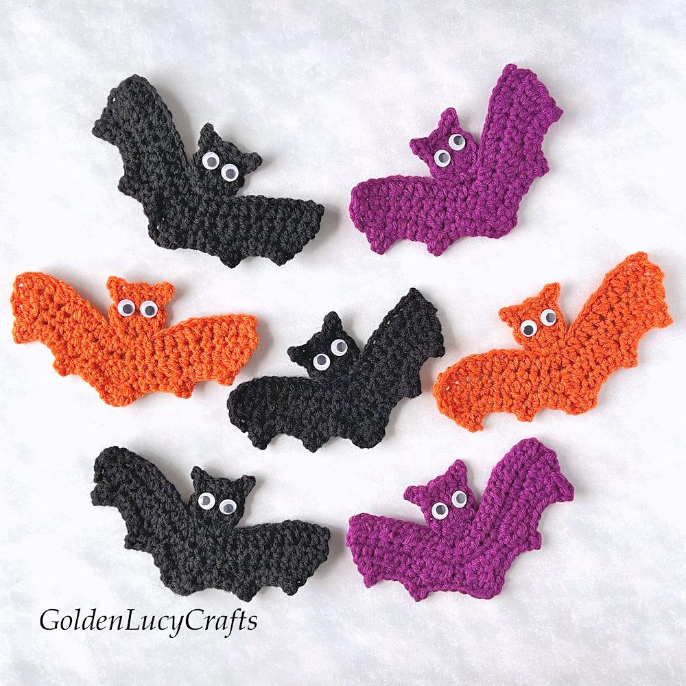 Crochet Pattern Bat Applique, Halloween