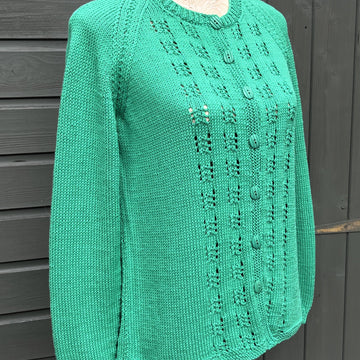 Raglan Cardigan with Eyelet Motifs