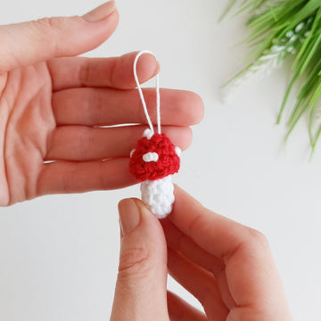 Mushrooms crochet pattern, Christmas tree ornaments, amigurumi food pattern