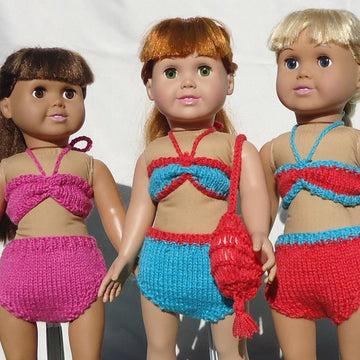California Collection Beachwear, Knitting Patterns fit American Girl and other 18-Inch Dolls