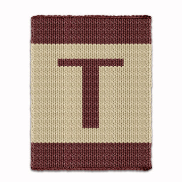 Letter T Knitting Pattern Knit Chunky Blanket Color work afghan