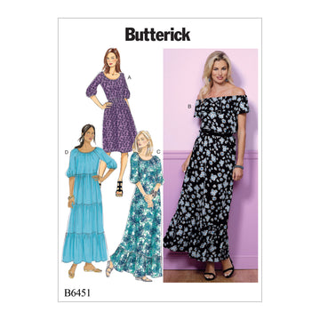 Butterick Misses' Gathered, Blouson Dresses B6451 - Sewing Pattern