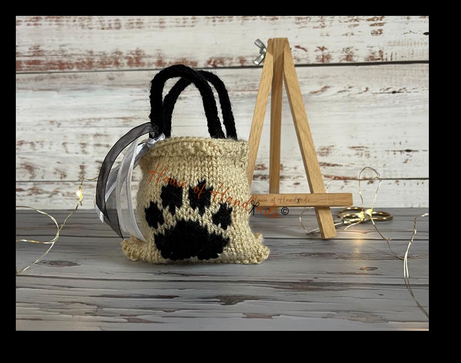 Paw Tote Bag Chocolate Orange Cover Knitting Pattern