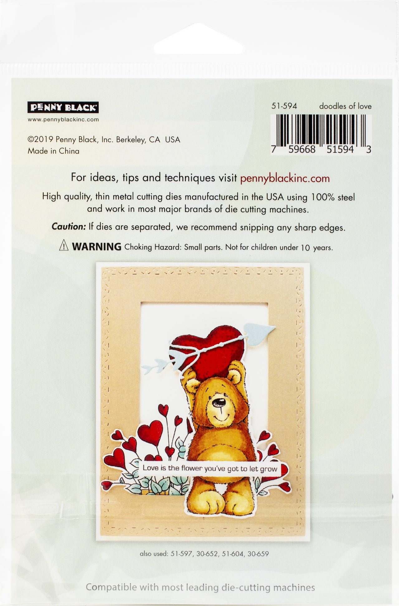 Penny Black Creative Dies - Doodles Of Love 1.9"X2.9"