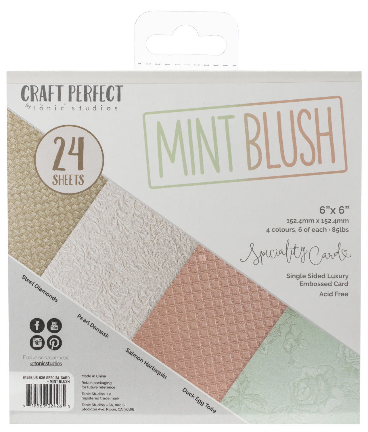 Tonic Studios Craft Perfect Specialty Cardstock 6"X6" 24/Pkg - Mint Blush