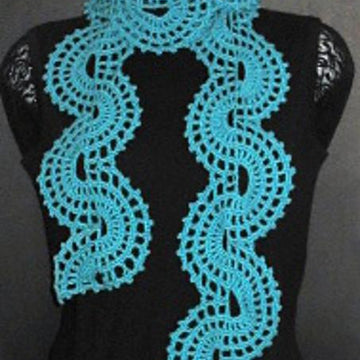 Exquisite Aqua Wheelie Lace Scarf