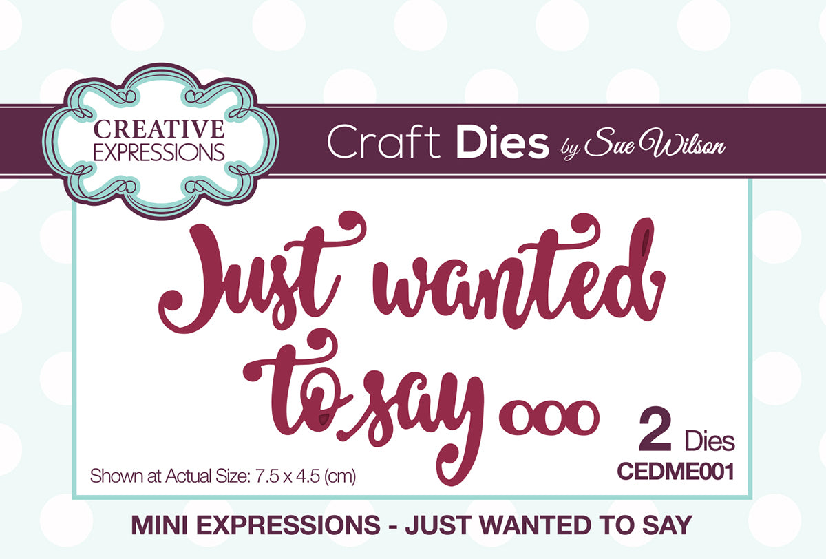Creative Expressions Craft Dies By Sue Wilson - Mini Expressions-Just Wanted To Say