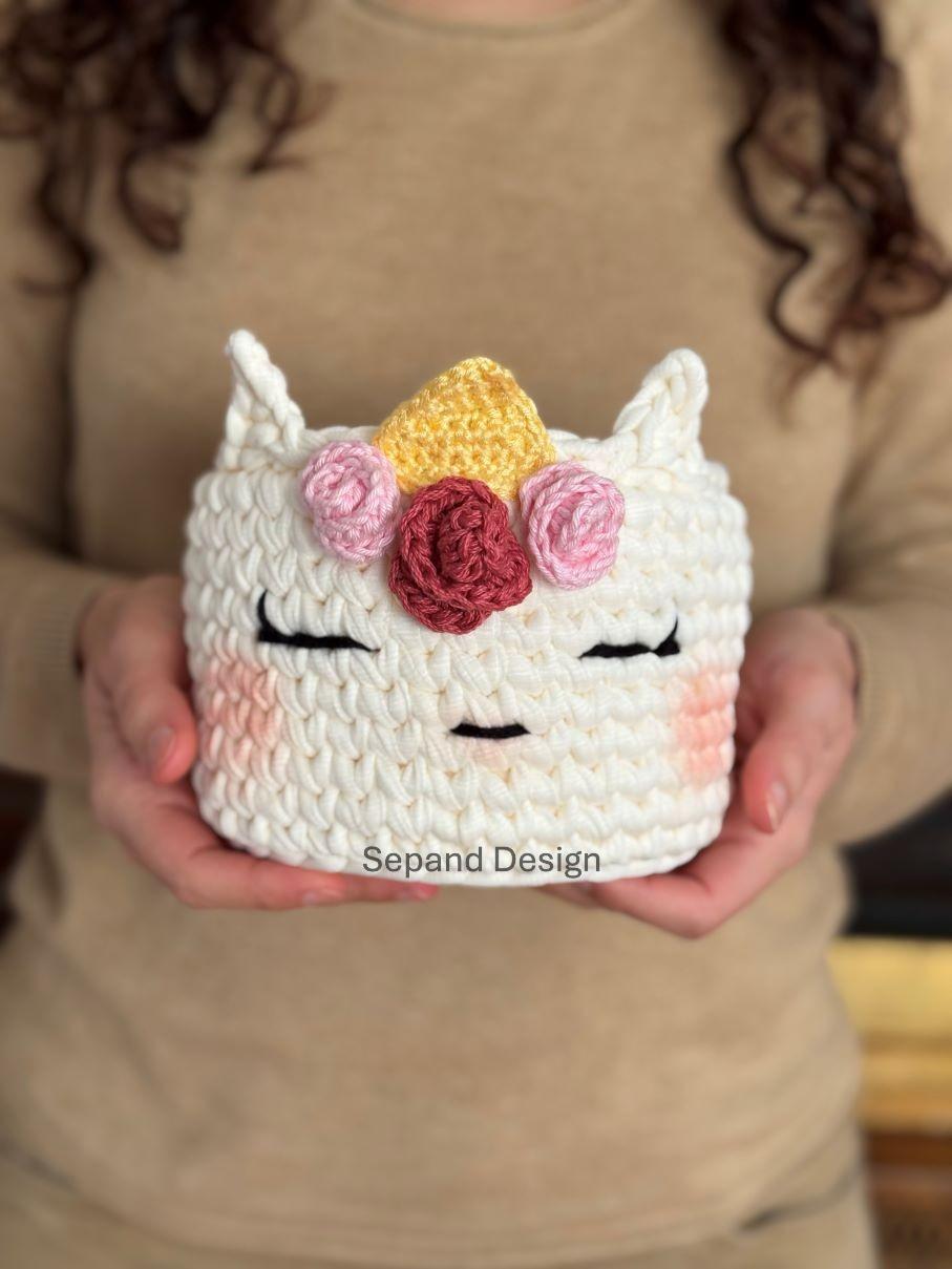 Recycled (t-shirt) yarn basket container-111