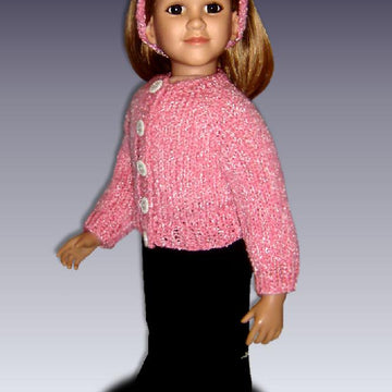 Cardigan Pattern, Top-down seamless for 23 inch doll (MY Twinn) 611
