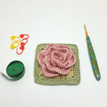 3D Rose Flower Granny Square