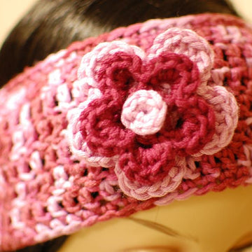 Headband style earwarmer with layered flowers (two sizes)