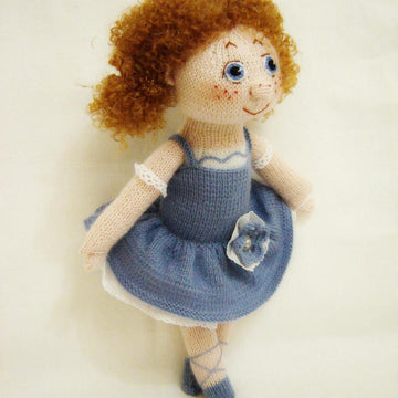 Knitting pattern of a cute ballerina doll, 15 inc, for a girl's Christmas gift