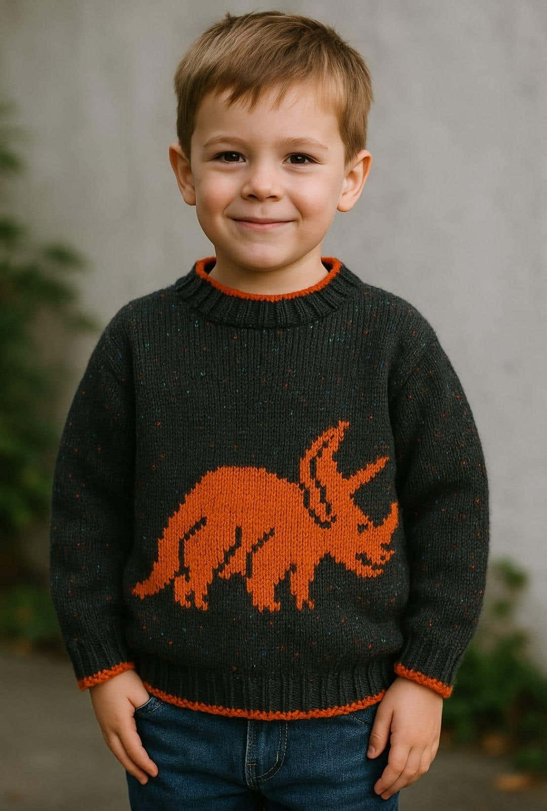 Dinosaur Sweater and Hat - Triceratops