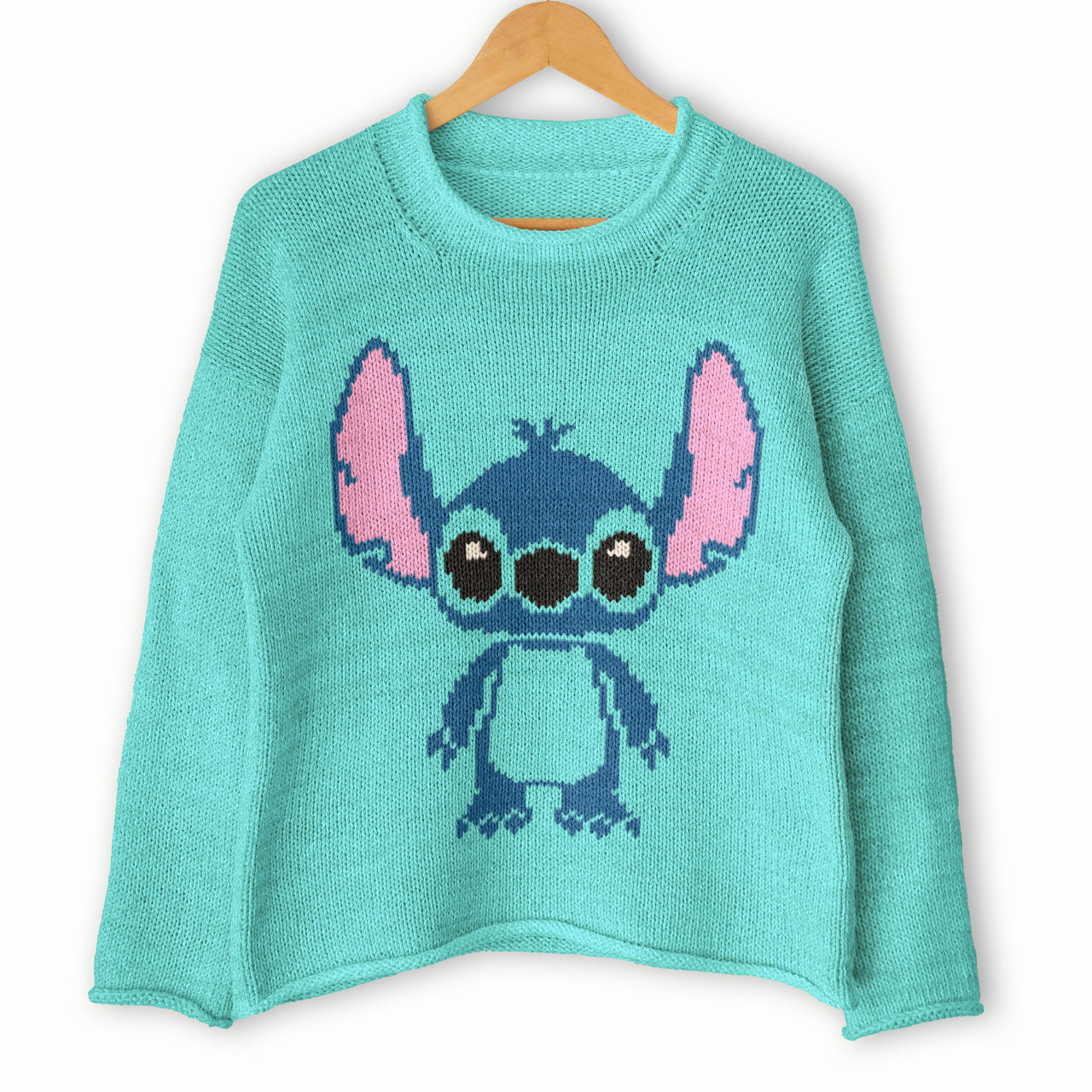 Womens knit sweater - Stitch intarsia motif