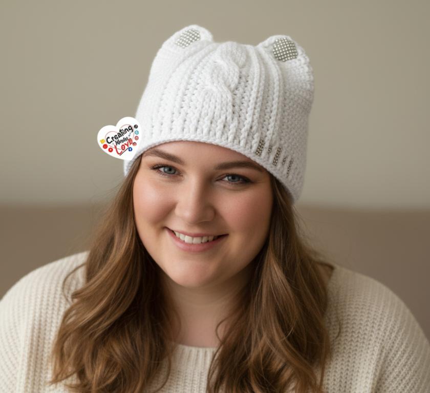 Cable Cat Hat With Bling