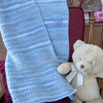 Palm Beach Baby Bean Stitch Blanket – King Cole DK Pastel Blues Crochet Pattern