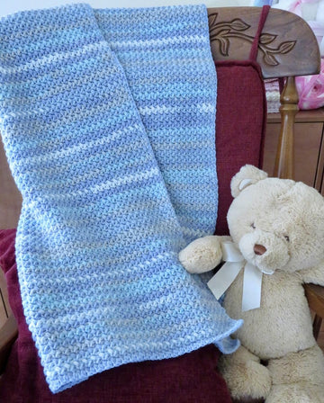 Palm Beach Baby Bean Stitch Blanket – King Cole DK Pastel Blues Crochet Pattern