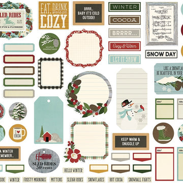 Simple Stories Winter Farmhouse Bits & Pieces Die-Cuts 57/Pkg - Journal
