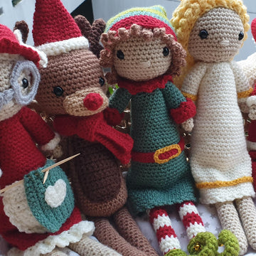 Christmas crochet amigurumi dolls angel elf rudolph santa claus grandma