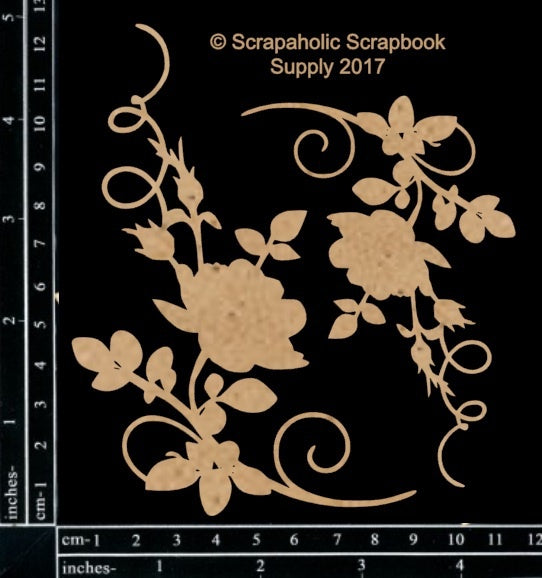 Scrapaholics Laser Cut Chipboard 1.8mm Thick - Rose Flourish Corners, 2/Pkg, 5"X3.5"