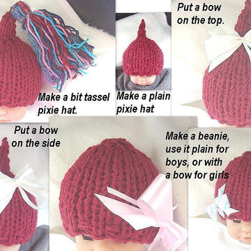 421 KNITTED PIXIE HAT, newborn to age 5