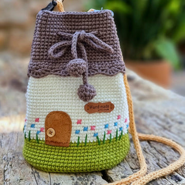 Fairy house crossbody bucket bag crochet pattern T17