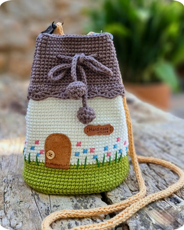 Fairy house crossbody bucket bag crochet pattern T17