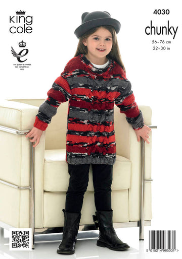 Girl's Sweater Dresses in King Cole Big Value Multi Chunky - 4030 - Leaflet
