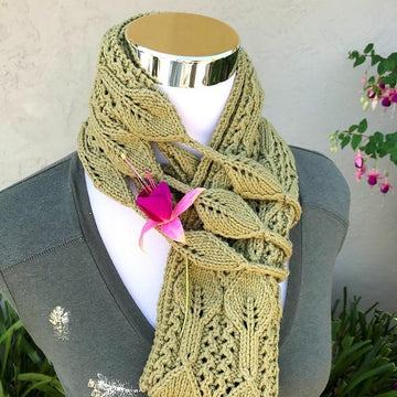 Leaves Strings Infinity Scarf (Leaf/Cotton/Infinity Scarf/Cowl Knitting Pattern)