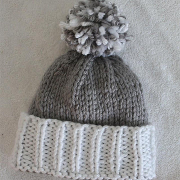 Colorblock Beanie Pom Hat