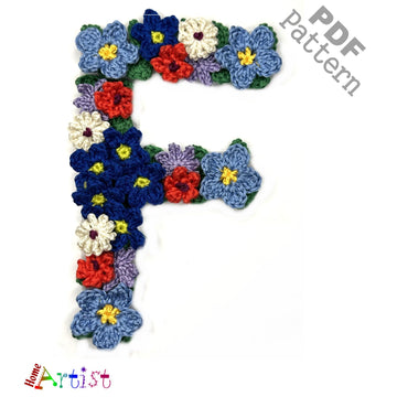 Floral letter F crochet applique pattern