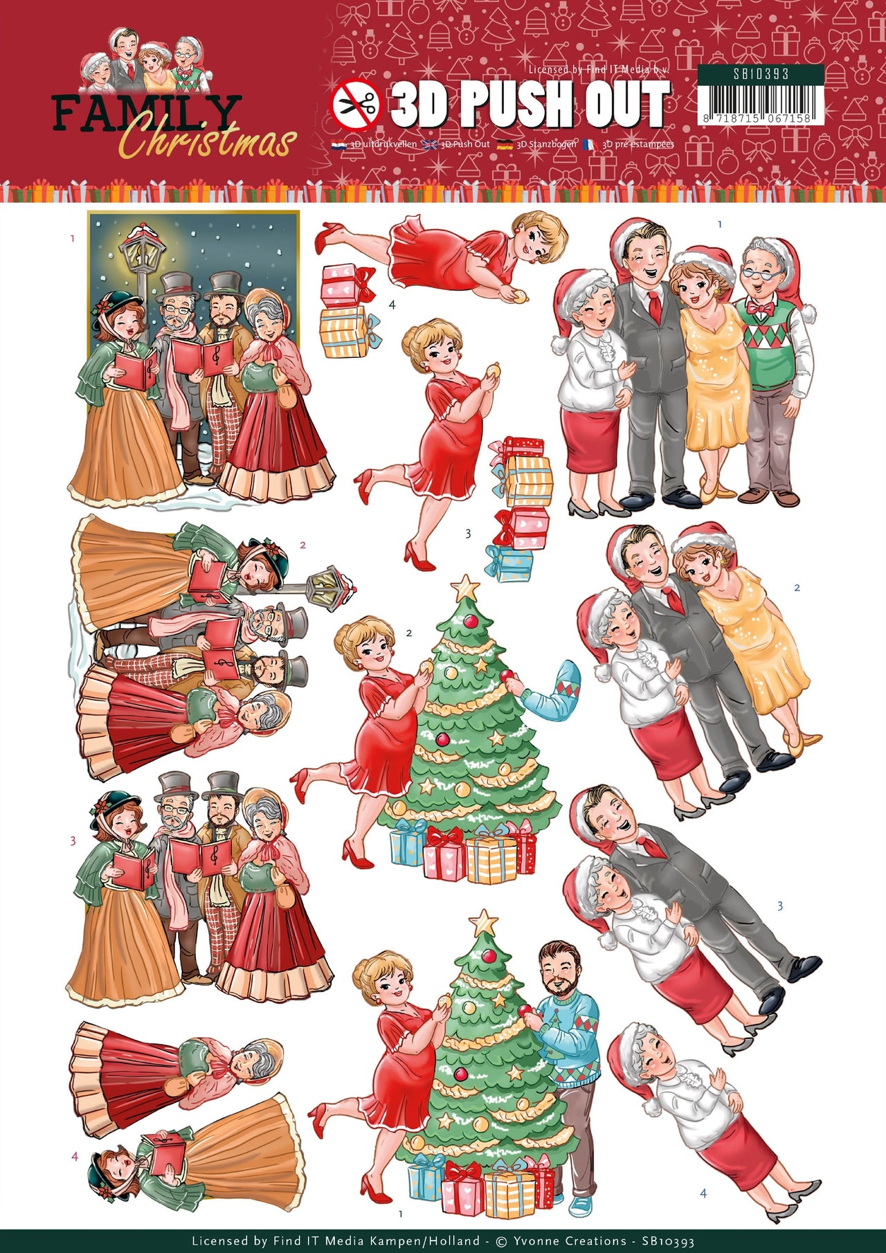 Find It Trading Yvonne Creations Punchout Sheet - Celebrate Christmas, Family Christmas