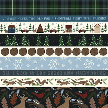 Echo Park Paper Warm & Cozy Double-Sided Cardstock 12"X12" 25/Pkg - Border Strips