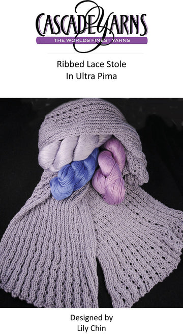 Ribbed Lace Stole in Cascade Ultra Pima - DK105